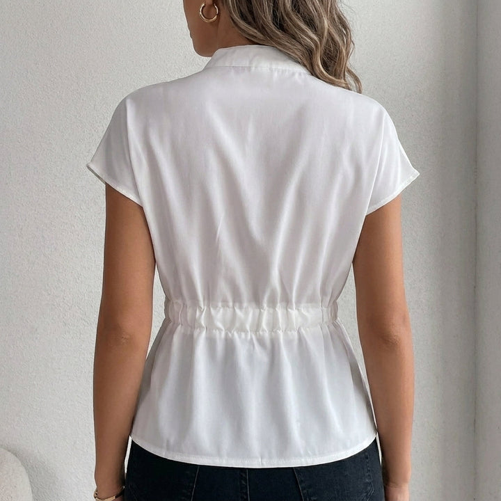 Duttini | Romantic Tie Waist Button Front Blouse For Effortless Chic
