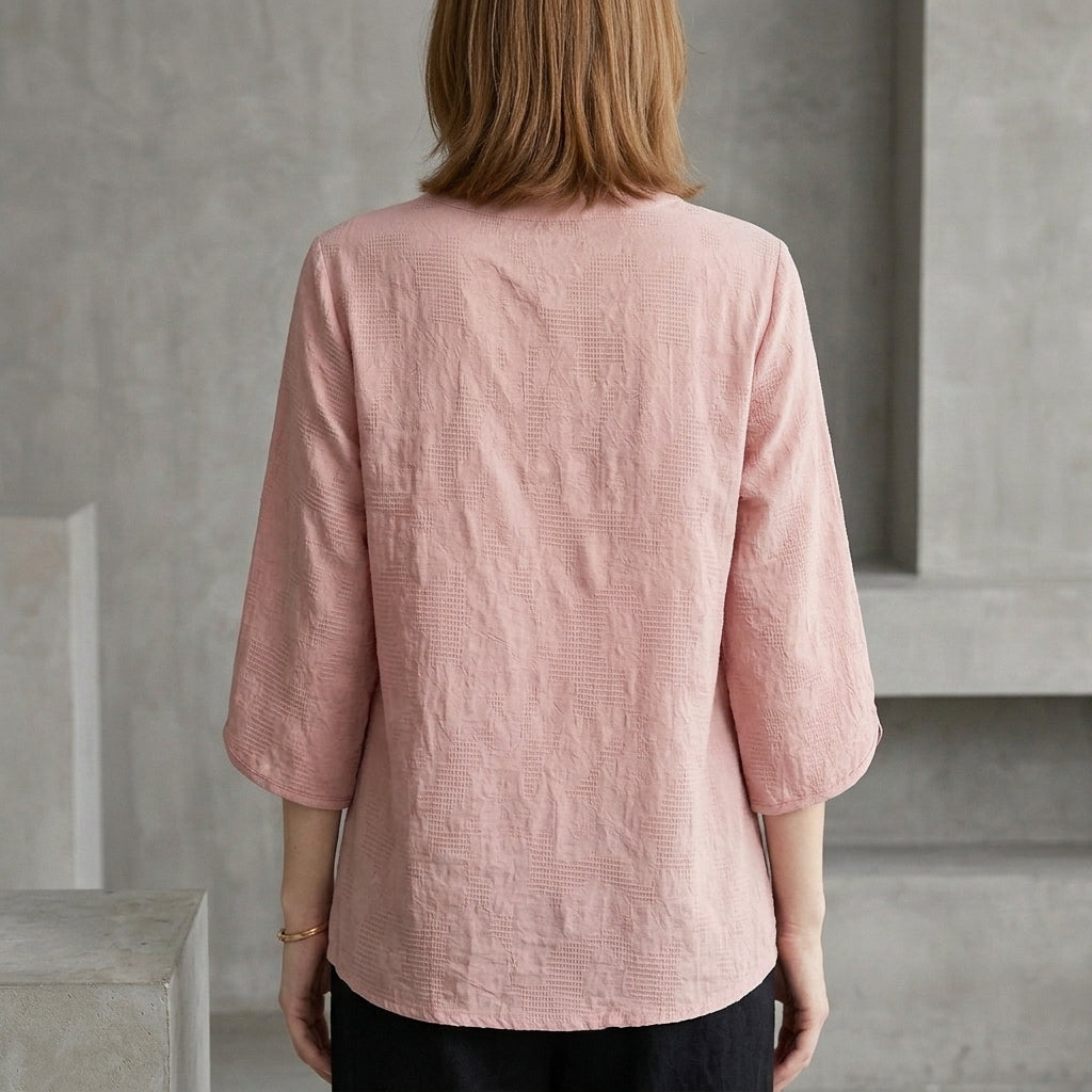 Duttini | Feminine Bohemian Embroidered Blouse With Relaxed Fit And Tassel Tie Detail