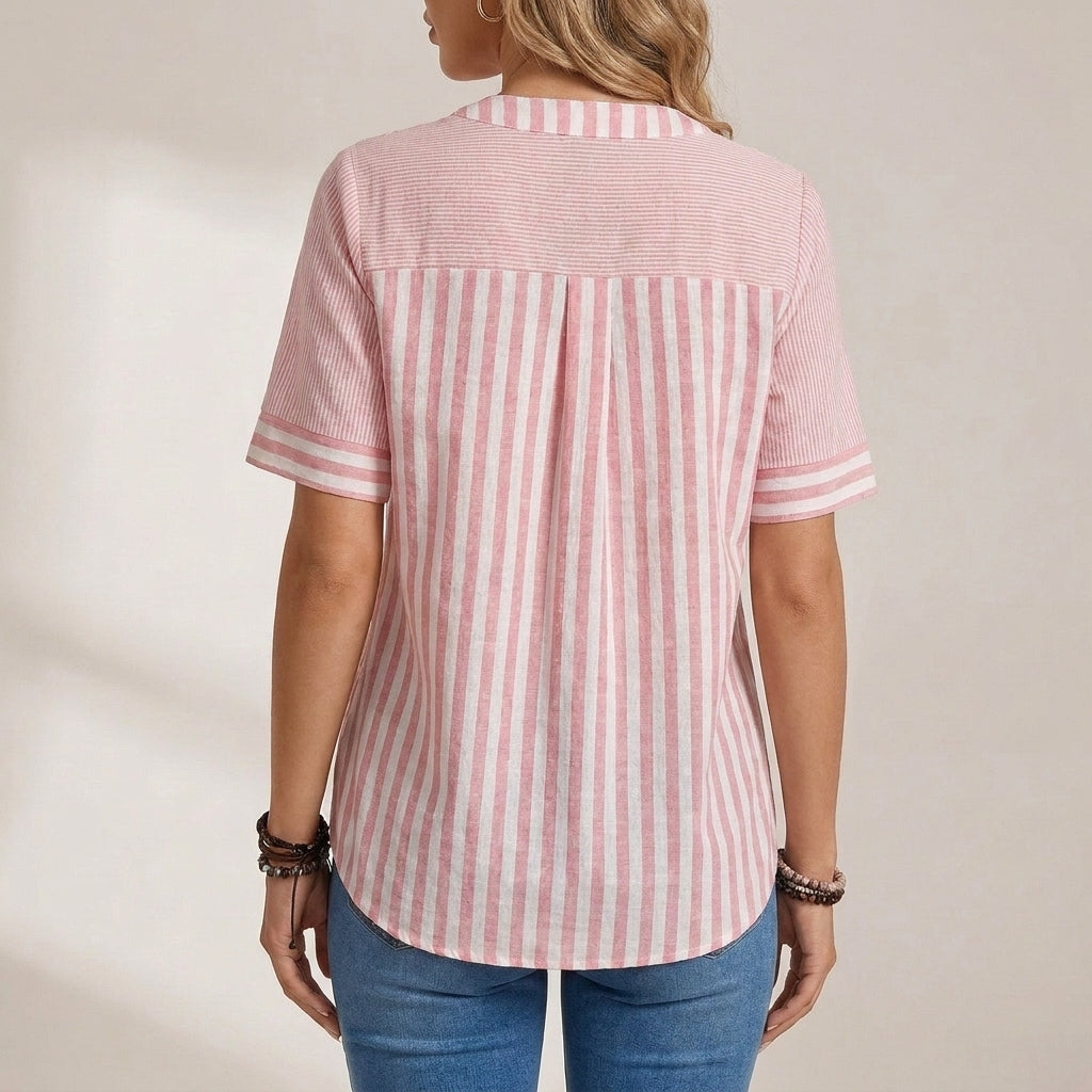 Duttini | Sculpted Relaxed Fit Blouse With Asymmetrical Seam And Stand Collar