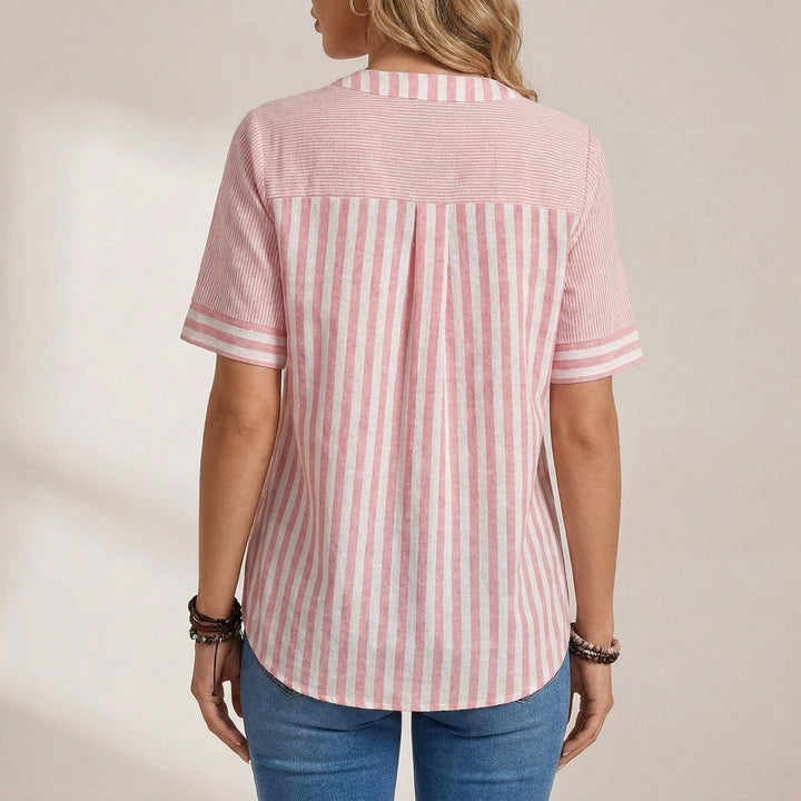 Duttini | Sculpted Relaxed Fit Blouse With Asymmetrical Seam And Stand Collar