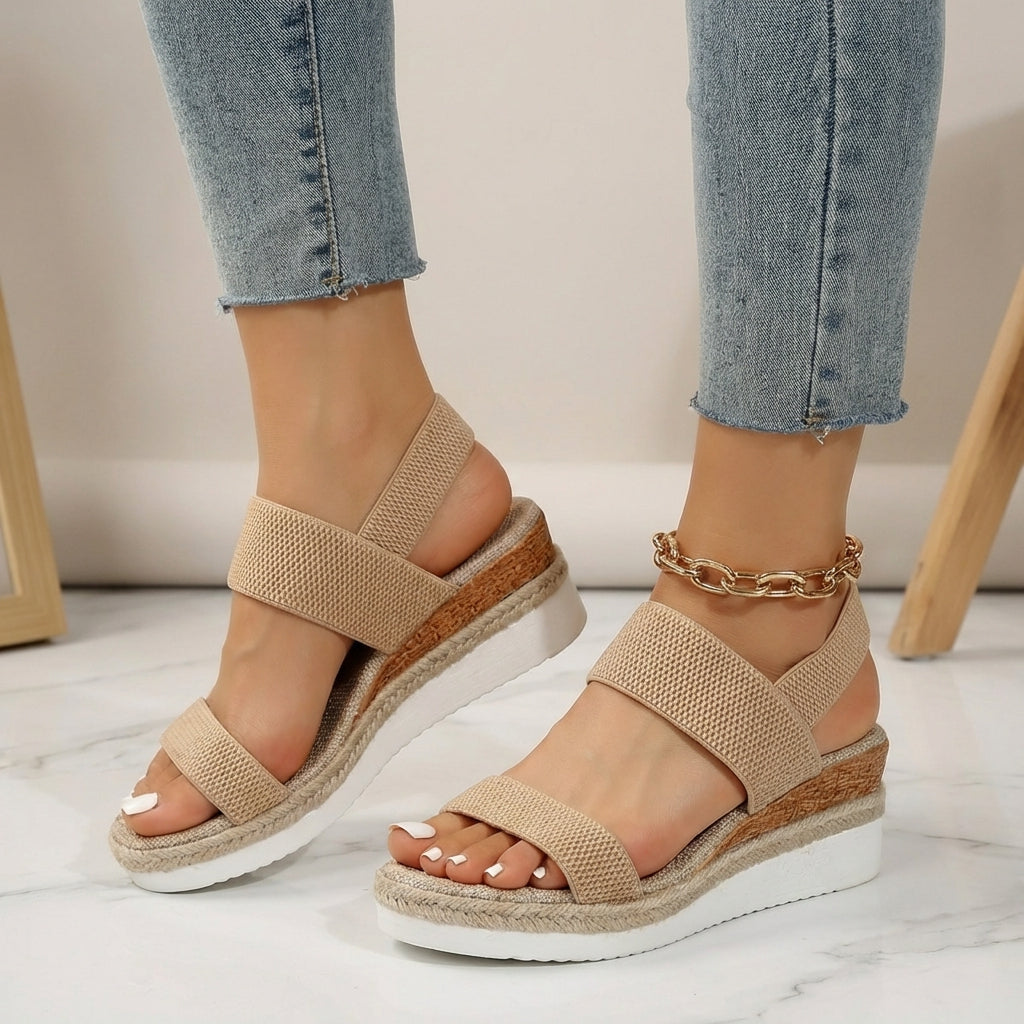 Duttini | Espadrille Platform Orthopedic Sandals With Elastic Straps