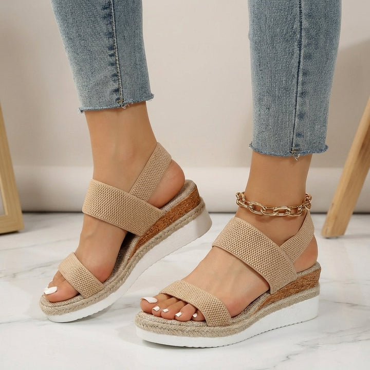 Duttini | Espadrille Platform Orthopedic Sandals With Elastic Straps