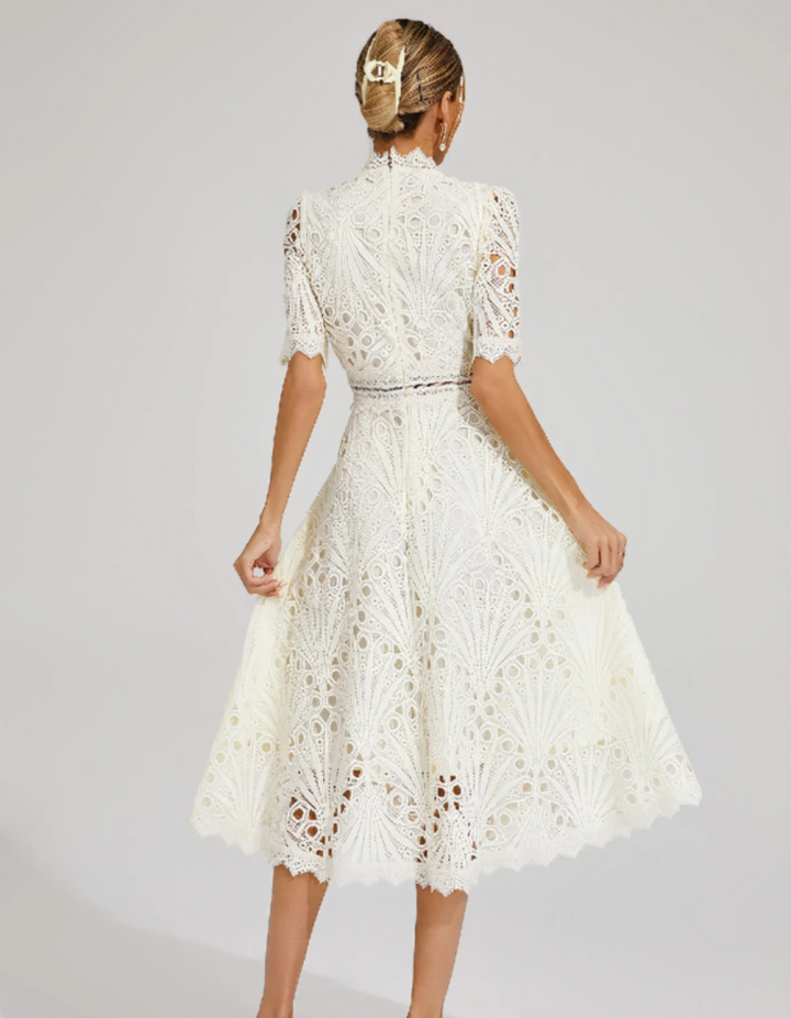 Duttini | Intricate Lacework Midi Occasion Dress
