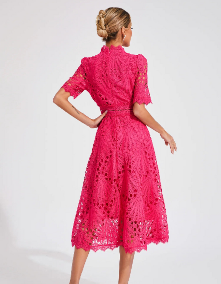 Duttini | Intricate Lacework Midi Occasion Dress
