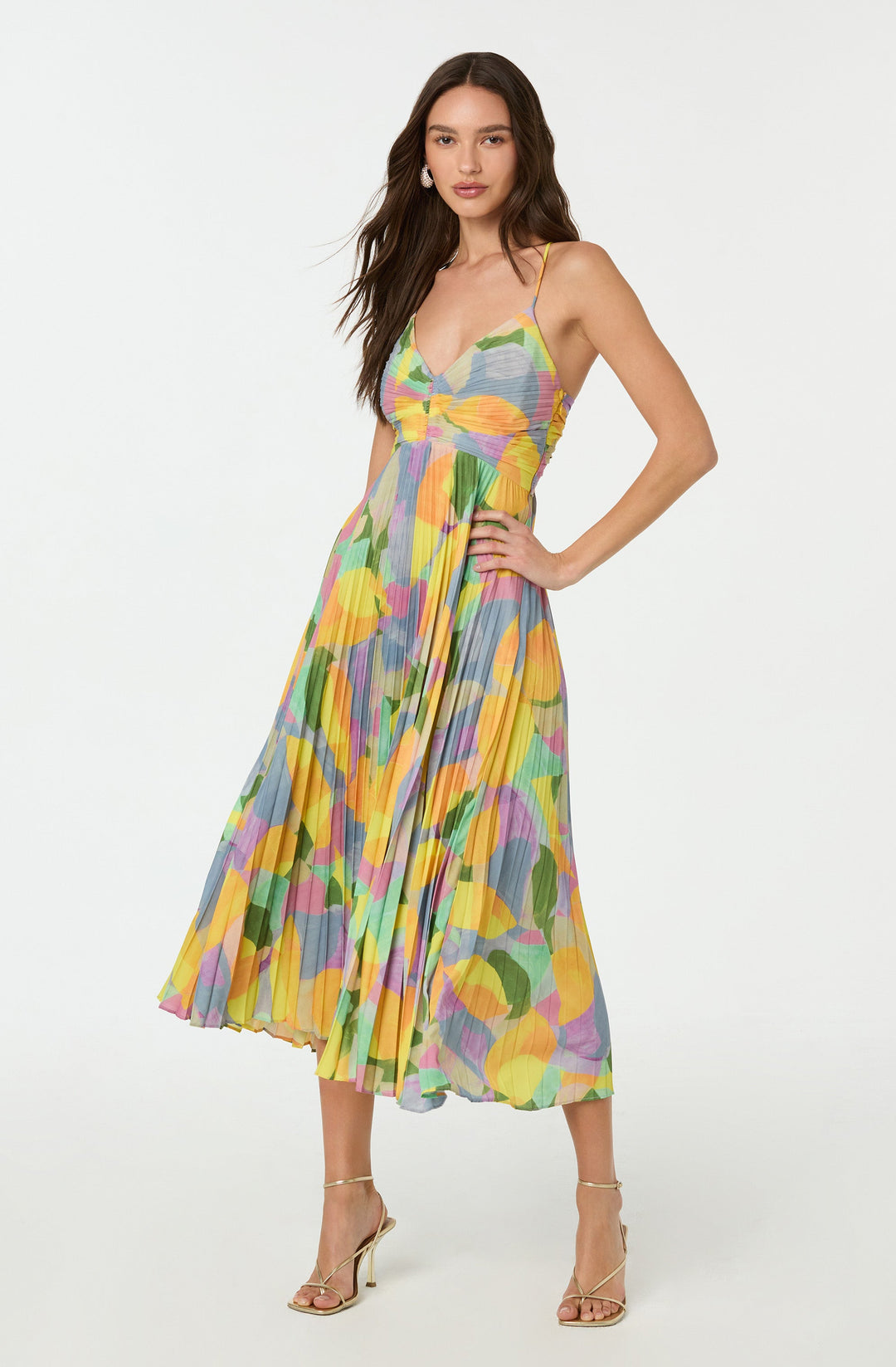 Duttini | Multicolour Pleated Midi Dress