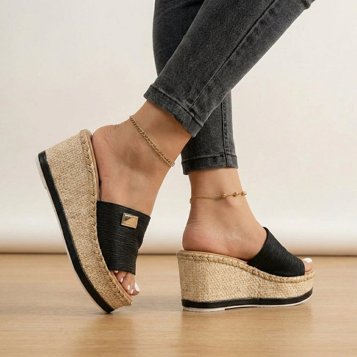 Duttini | Premium Textured Strap Espadrille Wedge Sandals