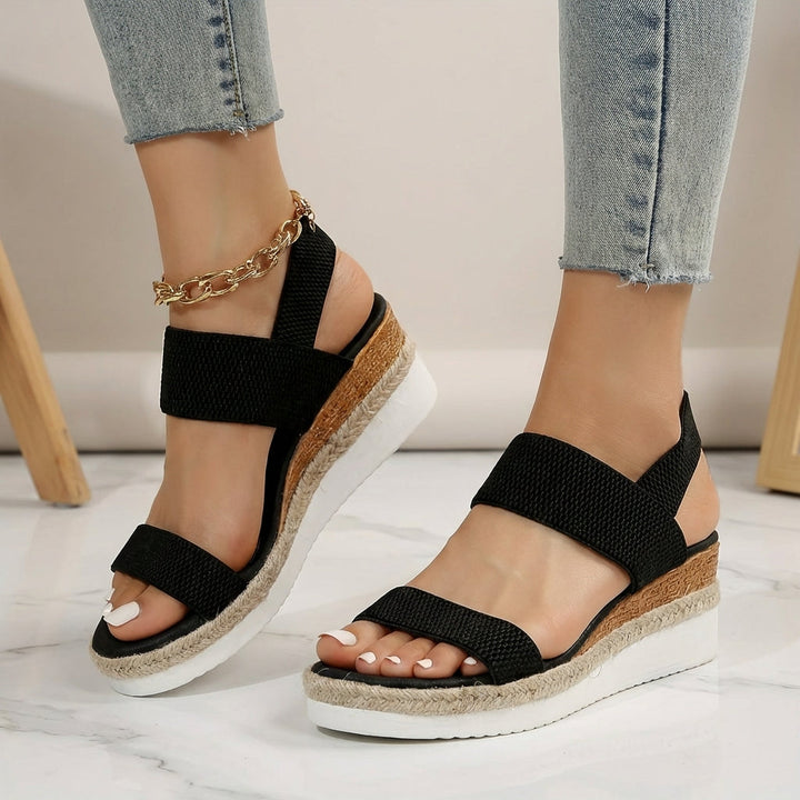 Duttini | Espadrille Platform Orthopedic Sandals With Elastic Straps