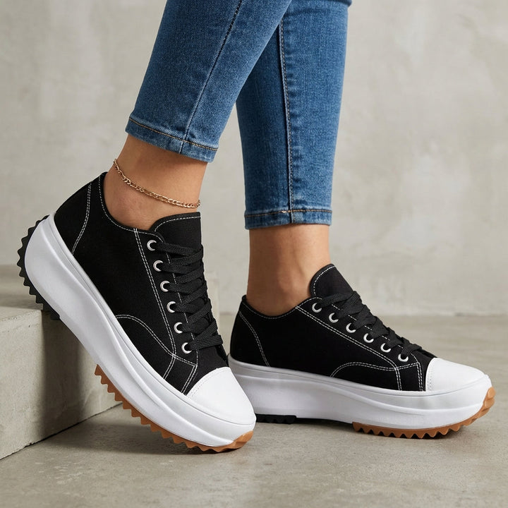 Duttini | Classic Canvas Platform Orthopedic Sneakers With Contrast Toe Cap