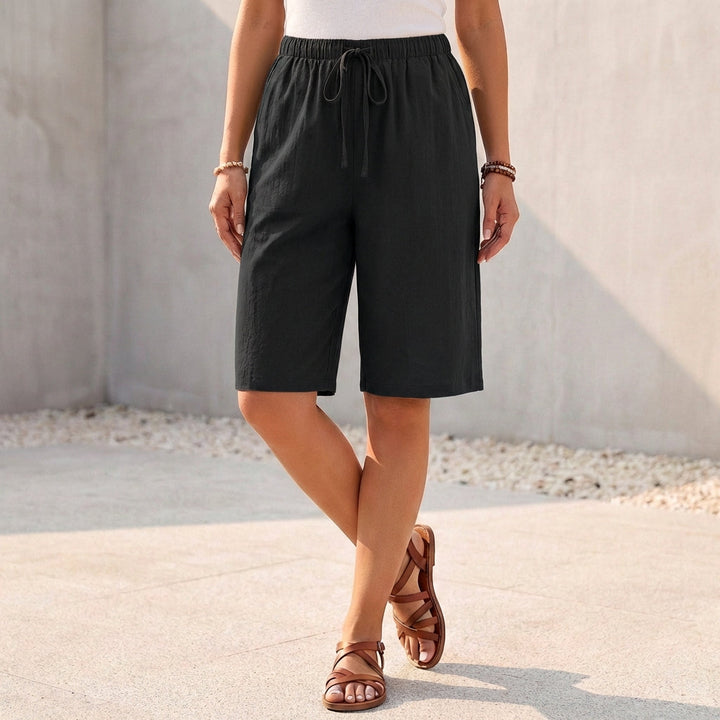 Duttini | Luxe Relaxed Fit Bermuda Shorts With Drawstring Waist