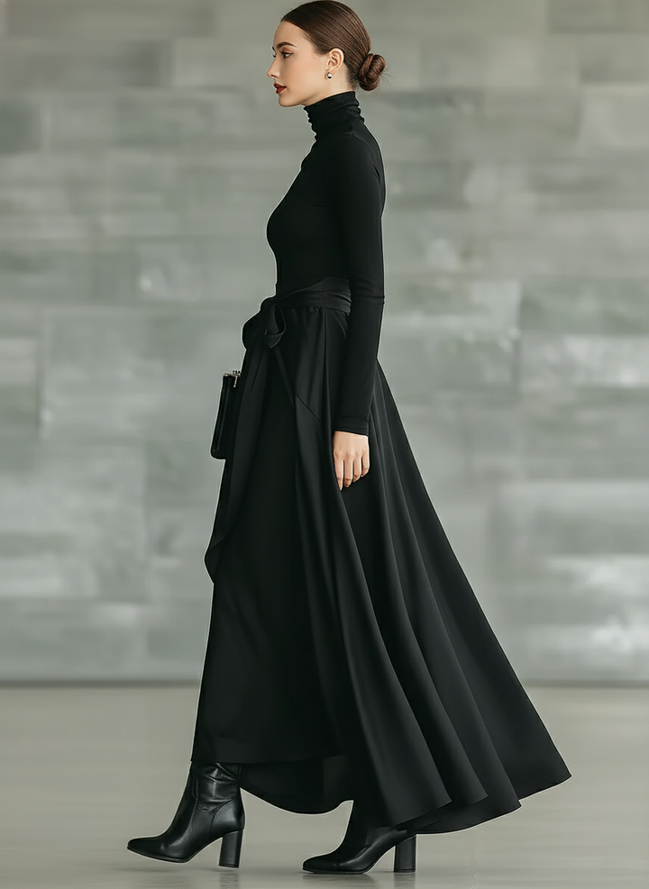 Duttini | Black Satin Evening Dress