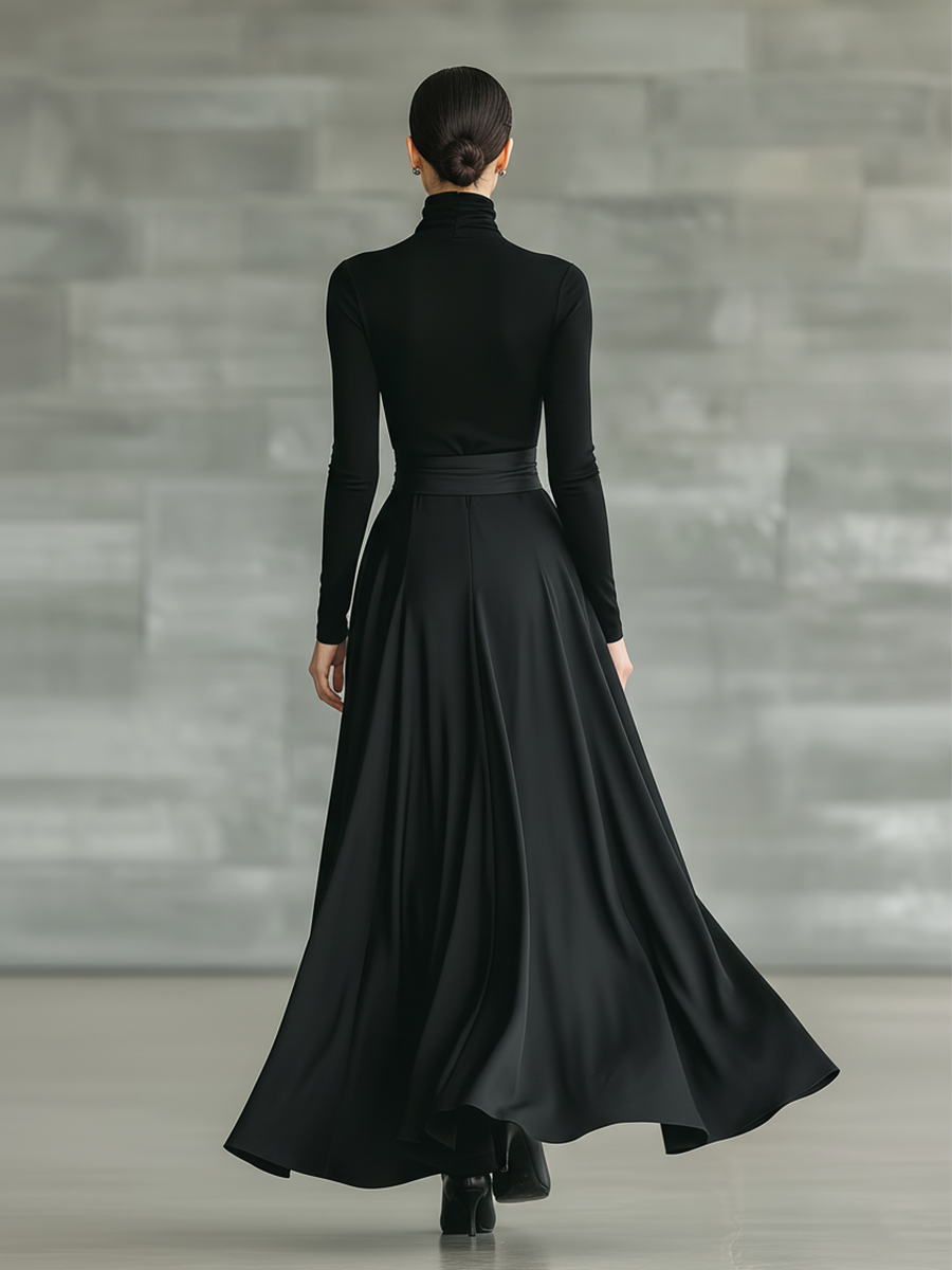 Duttini | Black Satin Evening Dress