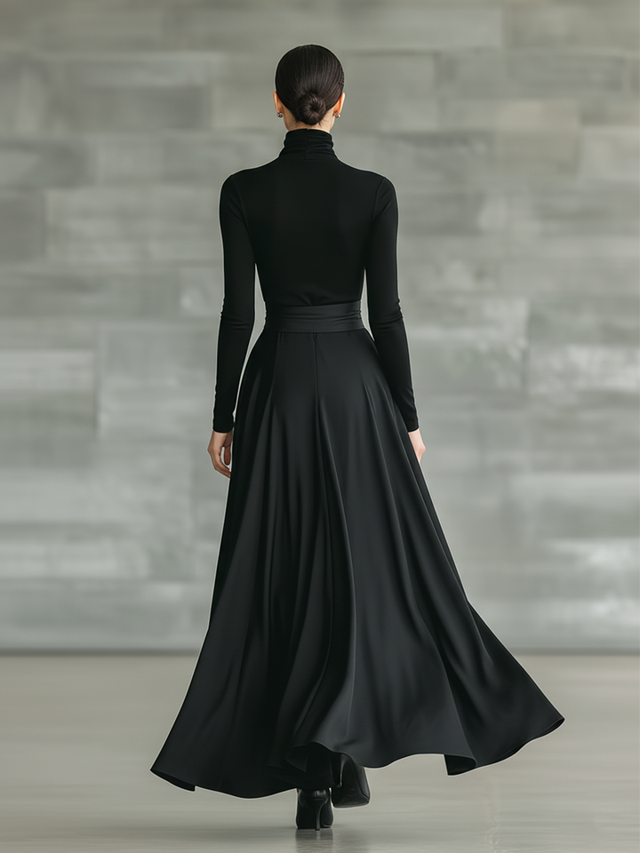 Duttini | Black Satin Evening Dress