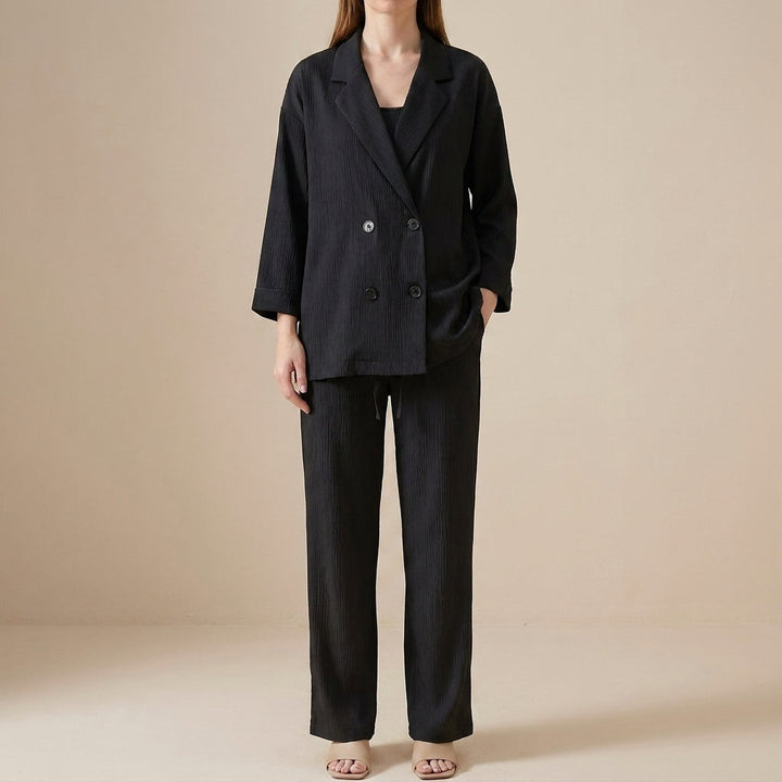 Duttini | Refined Relaxed Blazer And Wide-Leg Trouser Set
