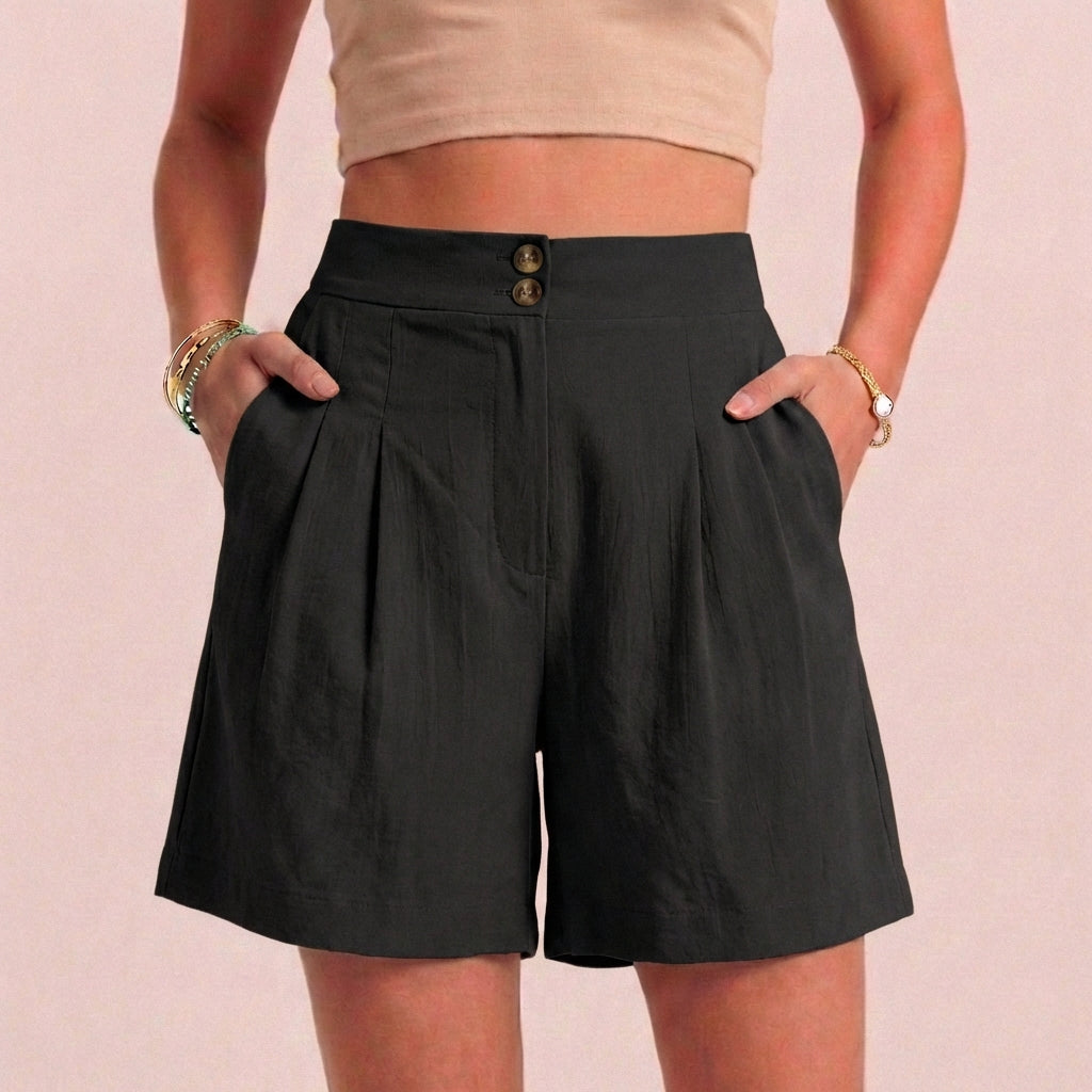 Duttini | Luxe Relaxed Paperbag Waist Shorts With Tailored Side Pockets