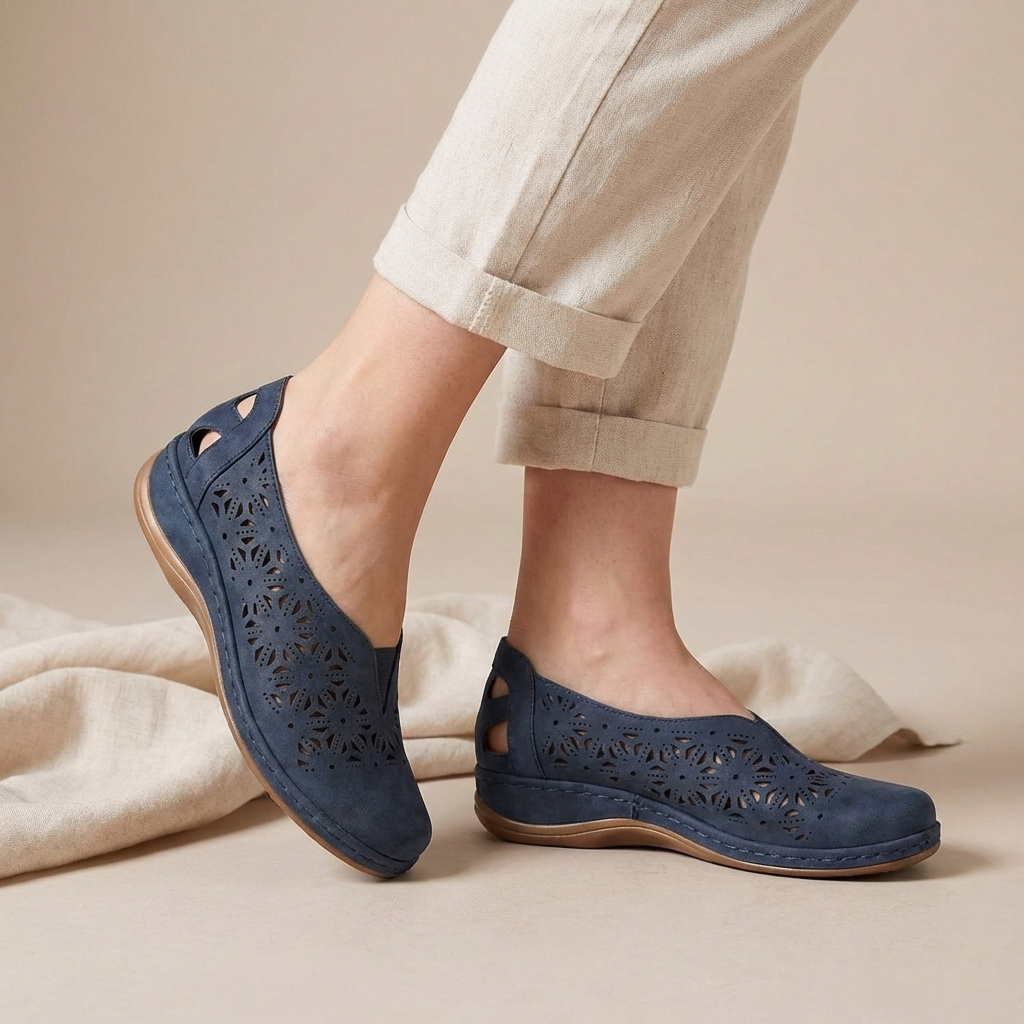 Duttini | Cushioned Breathable Cutout Comfort Flats For Effortless Summer Days