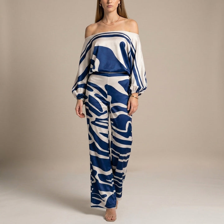 Duttini | Timeless Off-The-Shoulder Two-Piece Set With Draped Sleeves