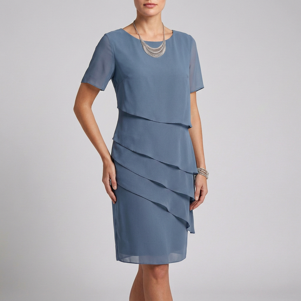 Duttini | Flowing Tiered Dress With Ruffled Sheer Sleeves