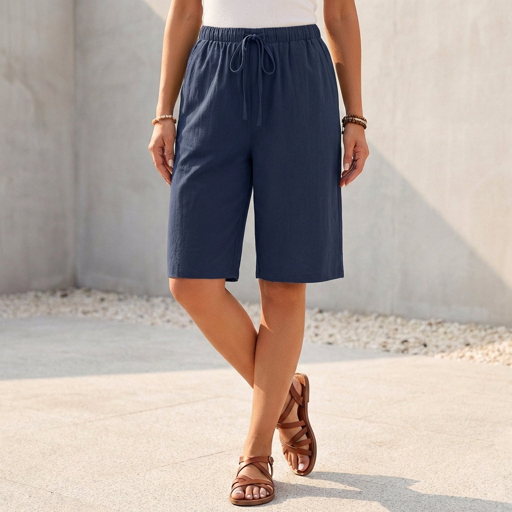 Duttini | Luxe Relaxed Fit Bermuda Shorts With Drawstring Waist