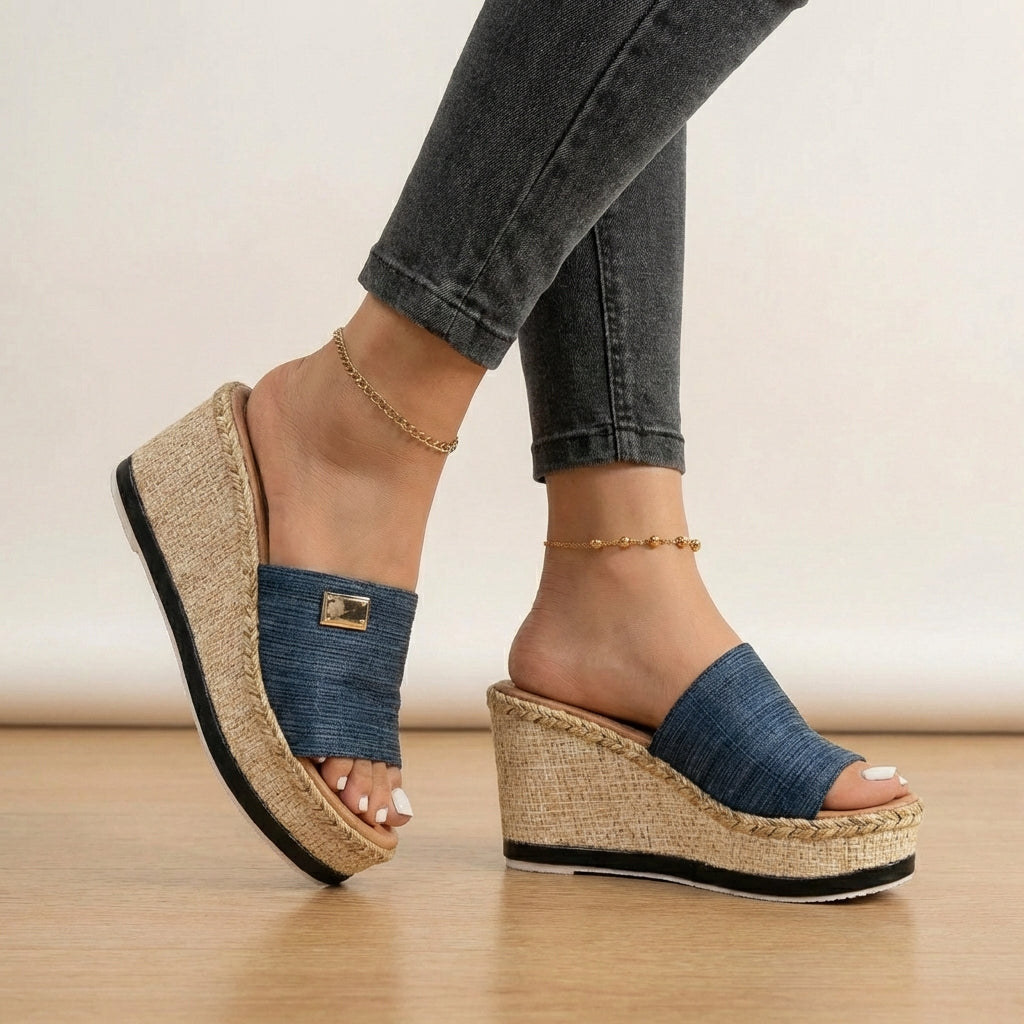 Duttini | Premium Textured Strap Espadrille Wedge Sandals
