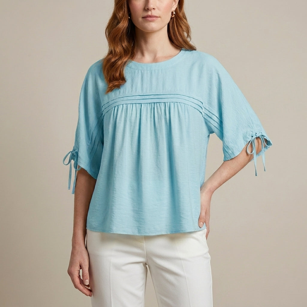 Duttini | Luxe Buttercup Breeze Gathered Sleeve Relaxed Blouse