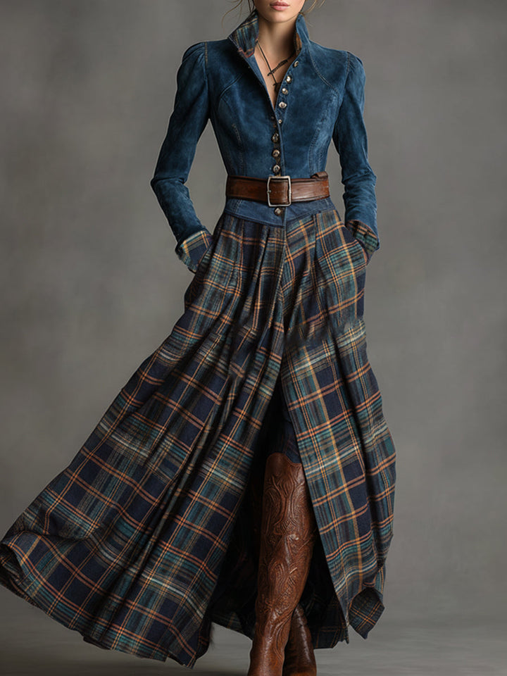 Duttini | Blue Faux Suede Casual Dress