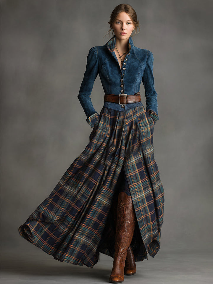 Duttini | Blue Faux Suede Casual Dress