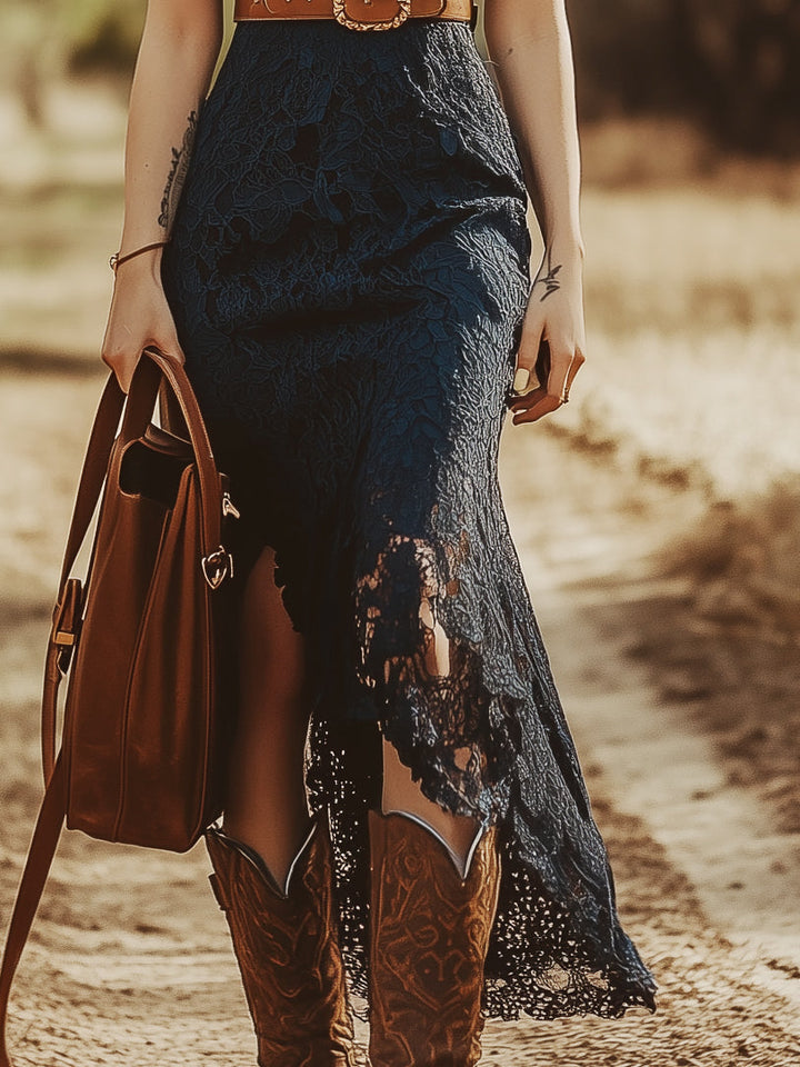 Duttini | Blue Lace Sleeveless Casual Dress