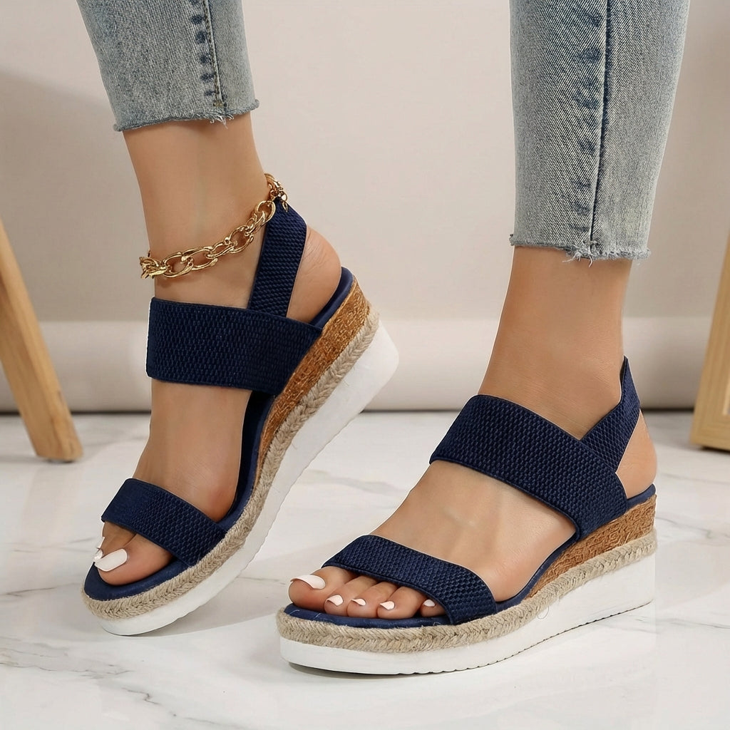 Duttini | Espadrille Platform Orthopedic Sandals With Elastic Straps
