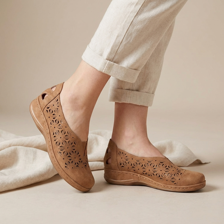 Duttini | Cushioned Breathable Cutout Comfort Flats For Effortless Summer Days