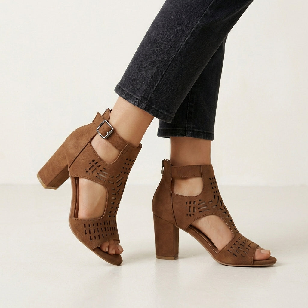 Duttini | Premium Breezy Cut-Out Block Heel Sandal with a Comfort Fit