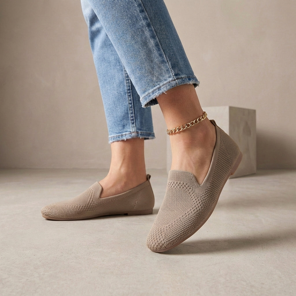 Duttini | Lightweight Breathable Knit Slip-On Flats For Effortless Summer Strolls