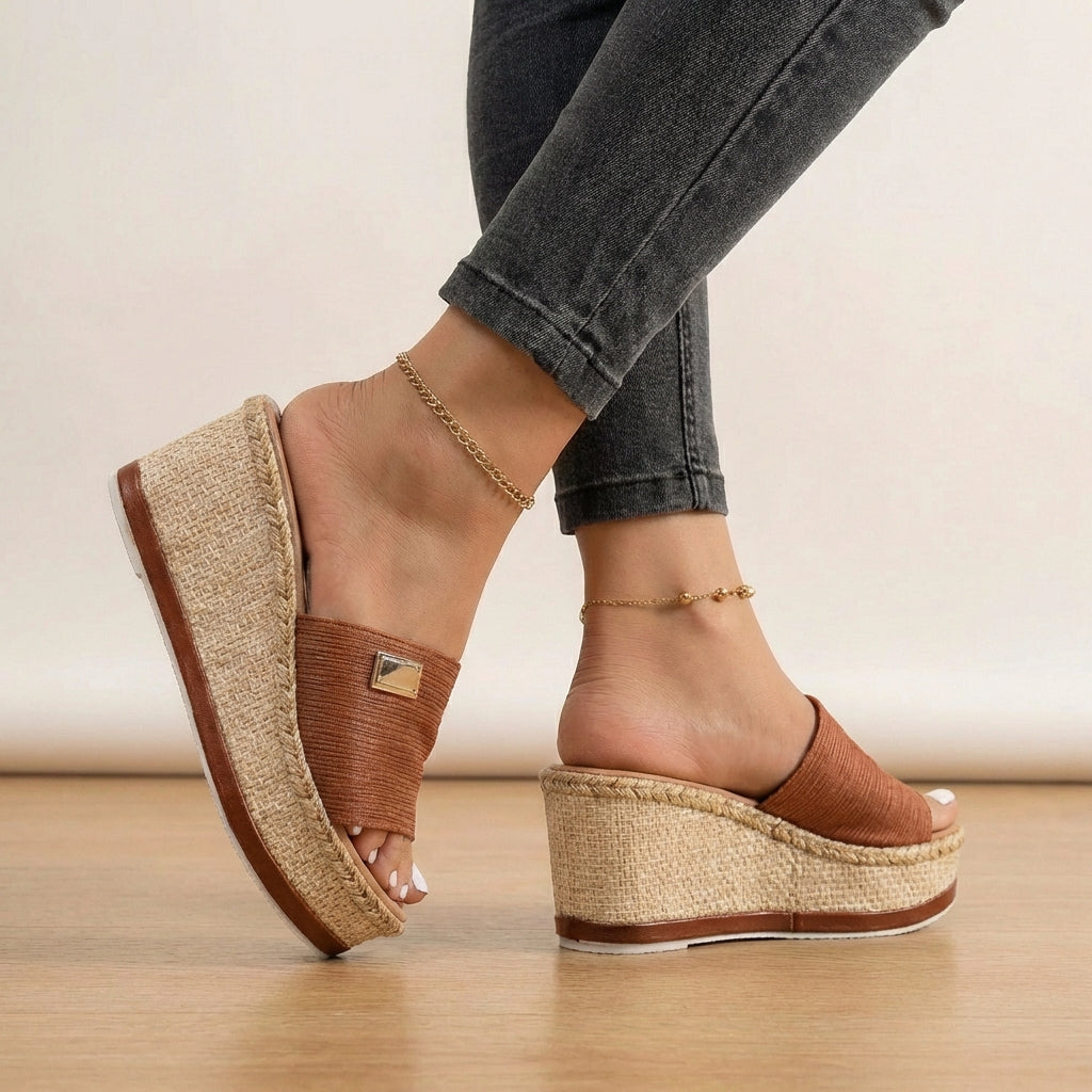 Duttini | Premium Textured Strap Espadrille Wedge Sandals