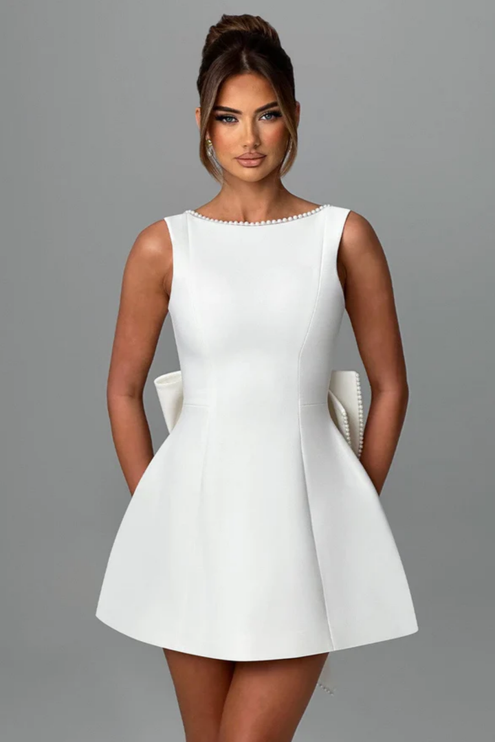 Duttini | Pearl Bow Detail Mini Dress