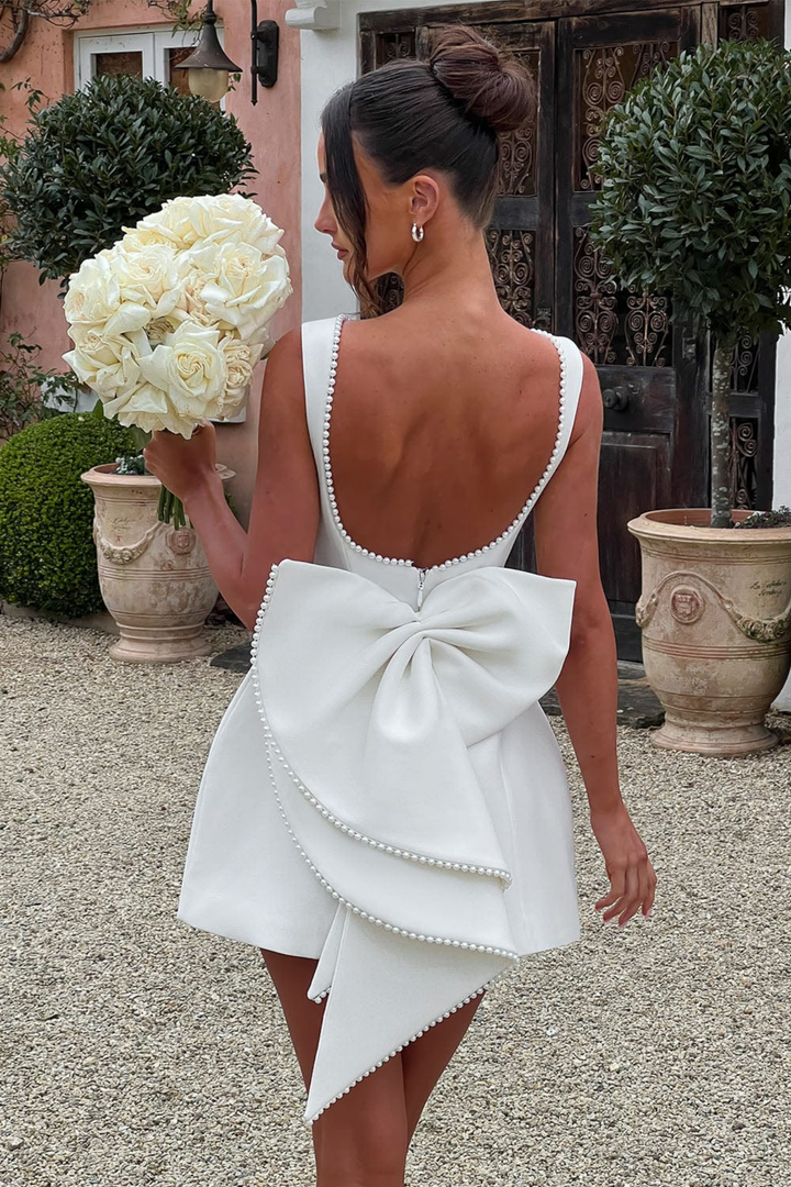 Duttini | Pearl Bow Detail Mini Dress