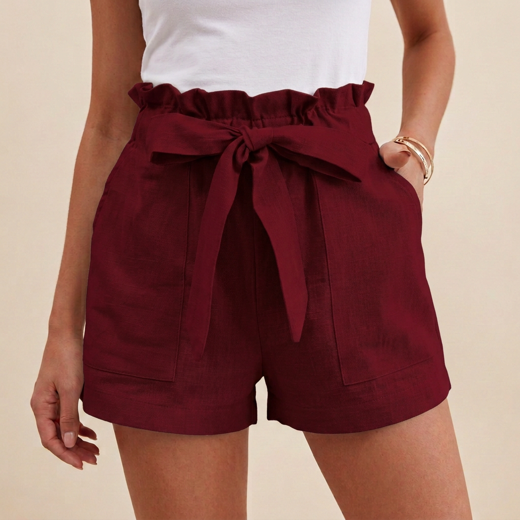 Duttini | Romantic Relaxed Paperbag Waist Shorts With Self-Tie Belt And Pockets