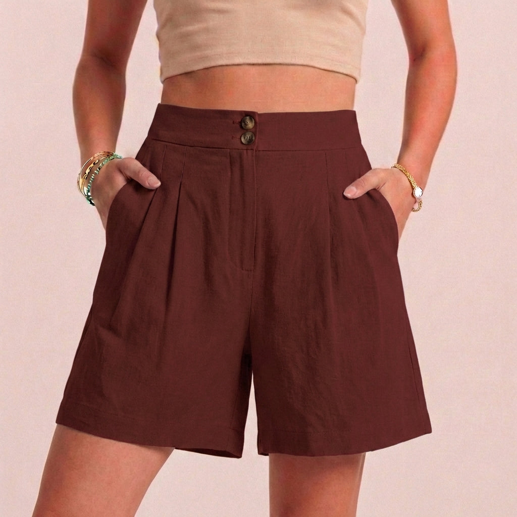 Duttini | Luxe Relaxed Paperbag Waist Shorts With Tailored Side Pockets