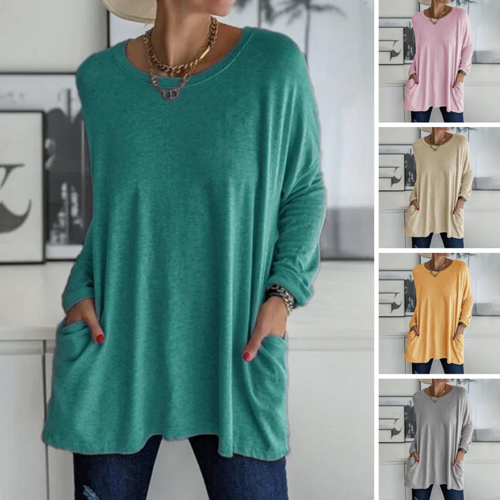 Duttini | Luxe Oversized Long Sleeve Tunic Top With Pockets