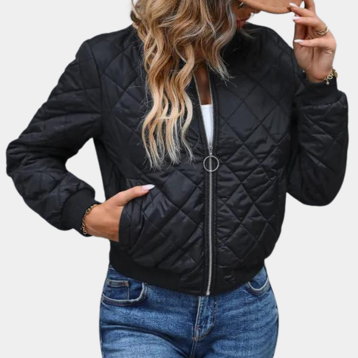 Duttini | Women's Quilted Zip-Up Bomber Jacket