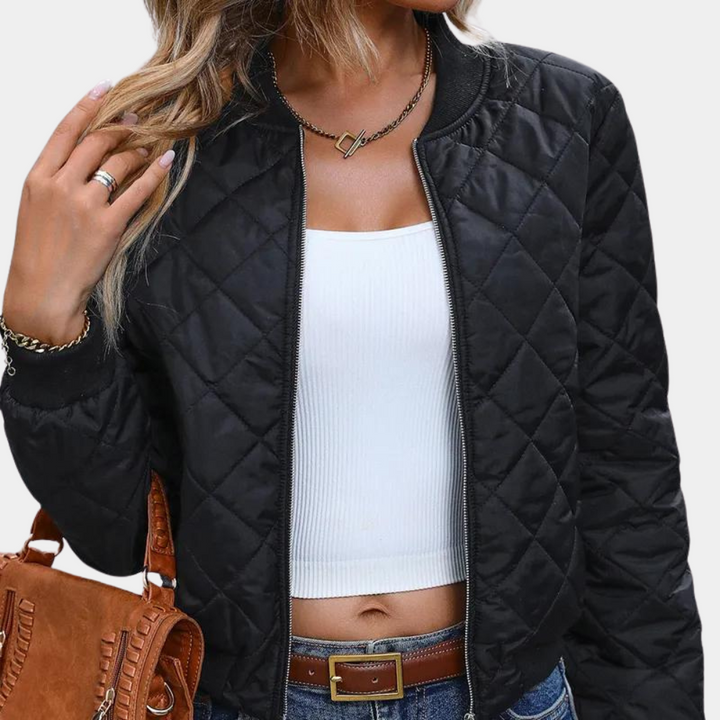 Duttini | Women's Quilted Zip-Up Bomber Jacket