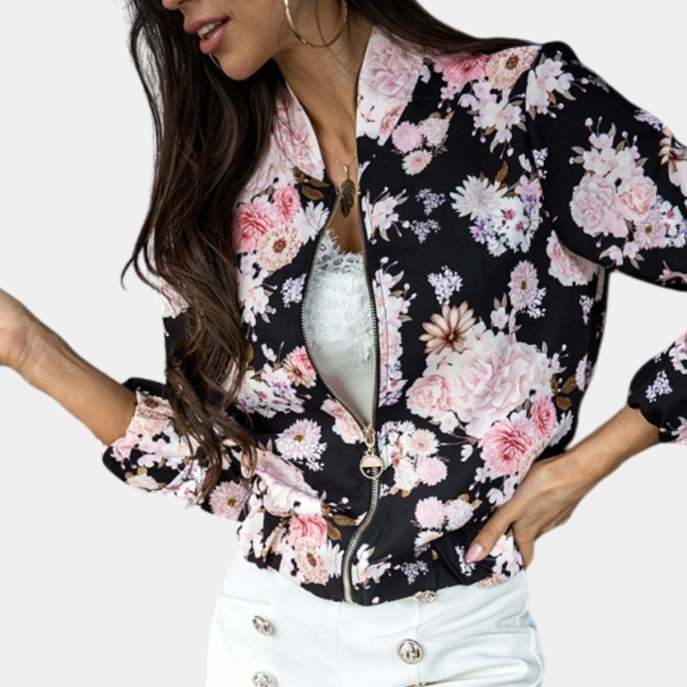 Duttini | Women’s Flower Pattern Zip-Up Jacket