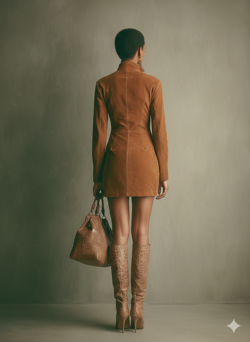 Duttini | Caramel Faux Suede Dress