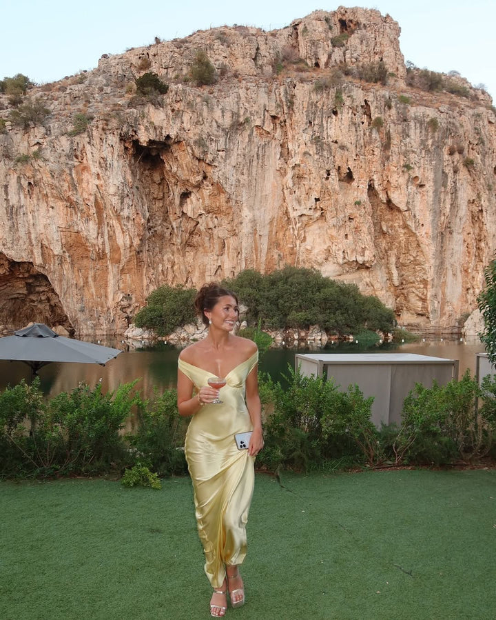 Duttini | Sculpted Wedding Guest Lace Off Shoulder Dress Evening