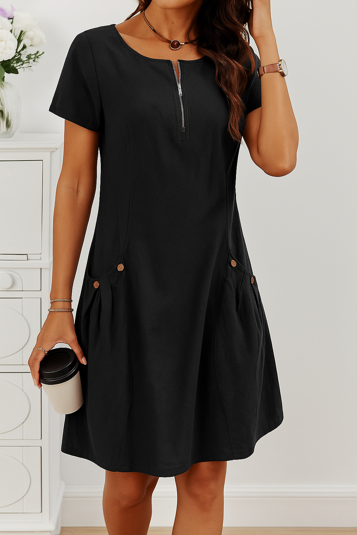 Duttini | Sculpted Summer Dress With Button Details Made to Turn Heads