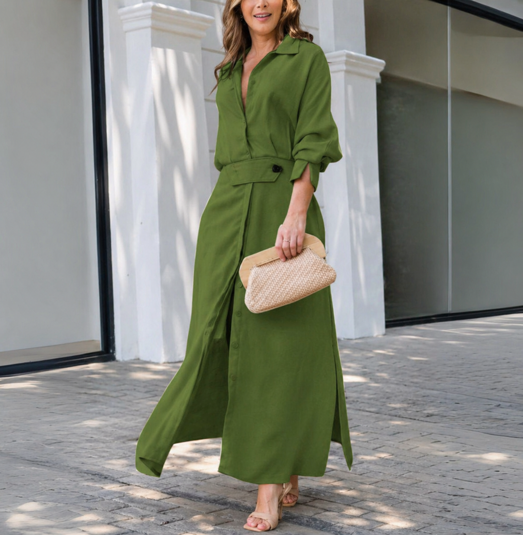 Duttini | Elegant Maxi Dress With V-Neck with Graceful Drape