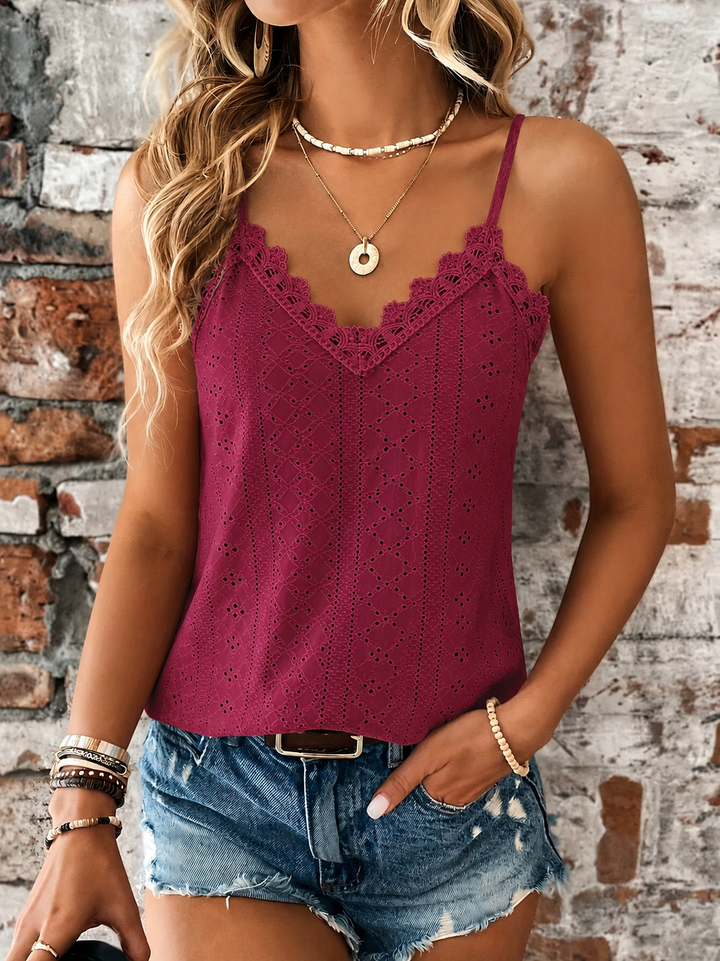 Duttini | Refined V-Neck Embroidered Camisole in a Flattering Cut