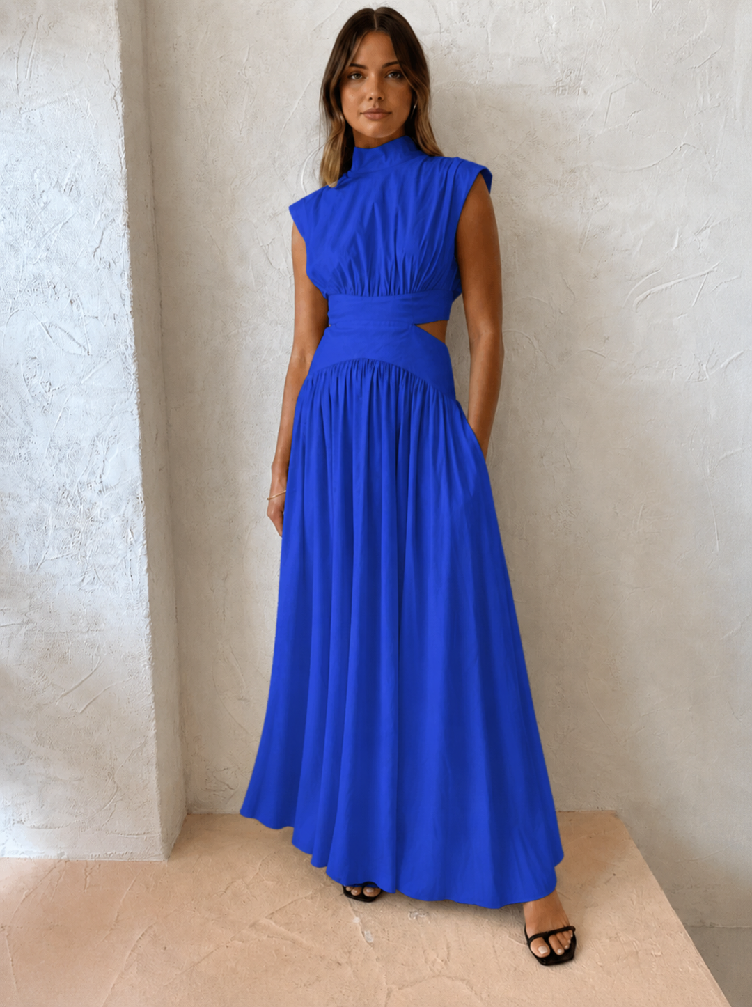 Duttini | Chic Mock Neck Cutout Maxi Dress Sleeveless Occasion Dress