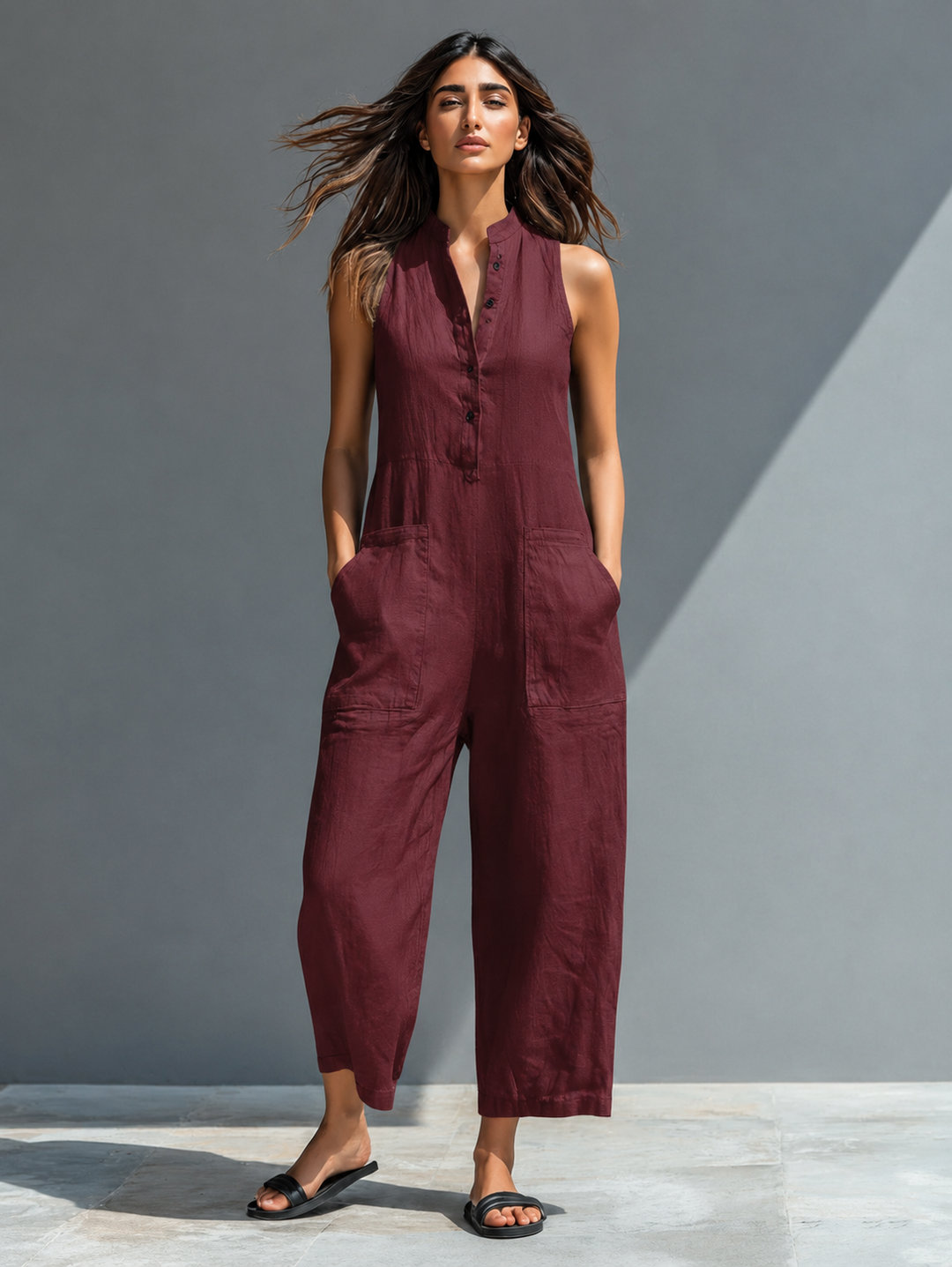 Duttini | Refined Sleeveless Wide Leg Jumpsuit for Every Occasion