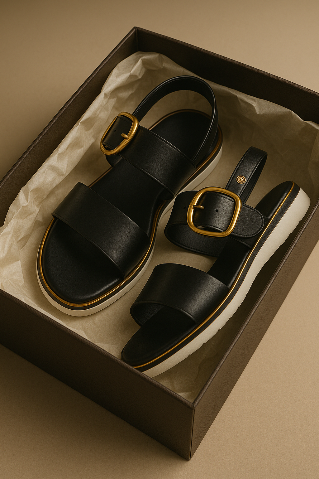 Duttini | Gold-Buckle Strap Sandals