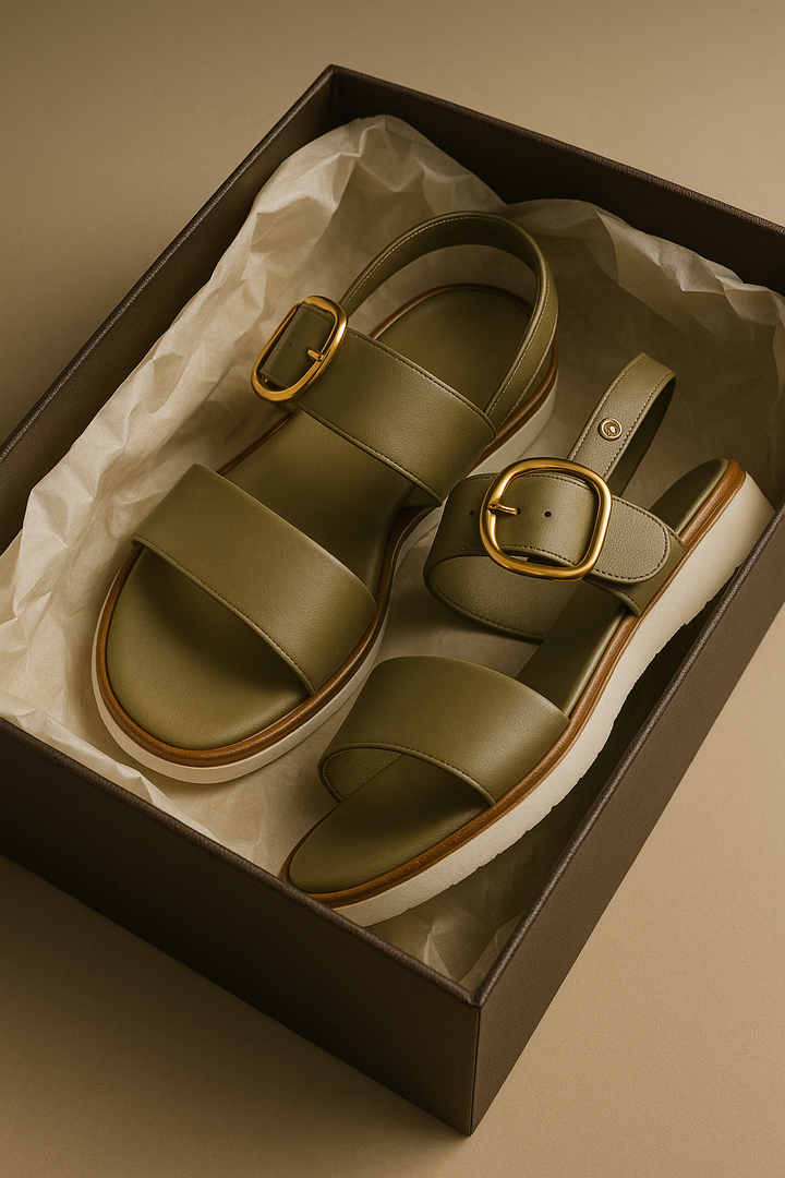 Duttini | Gold-Buckle Strap Sandals