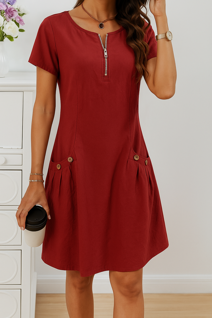 Duttini | Sculpted Summer Dress With Button Details Made to Turn Heads